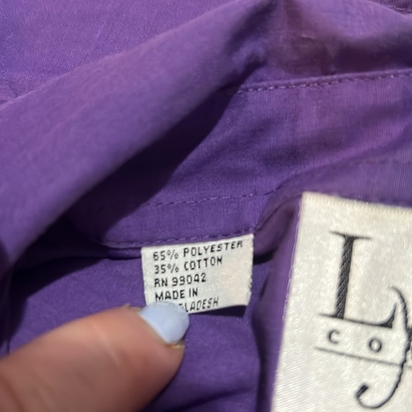 Lysa Jane Collection Button Up Down Shirt Hat Appliques XL Women's Purple Cotton - Picture 6 of 6